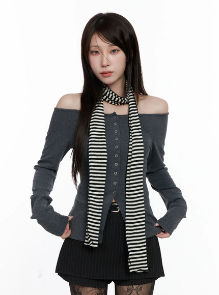 buttoned-off-shoulder-long-sleeve-cardigan-co520