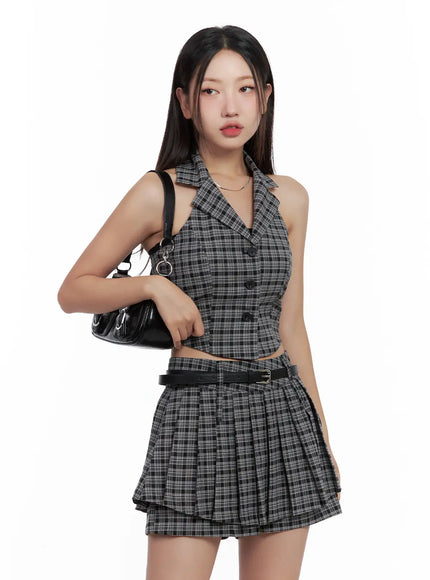 plaid-button-halter-tank-cl508