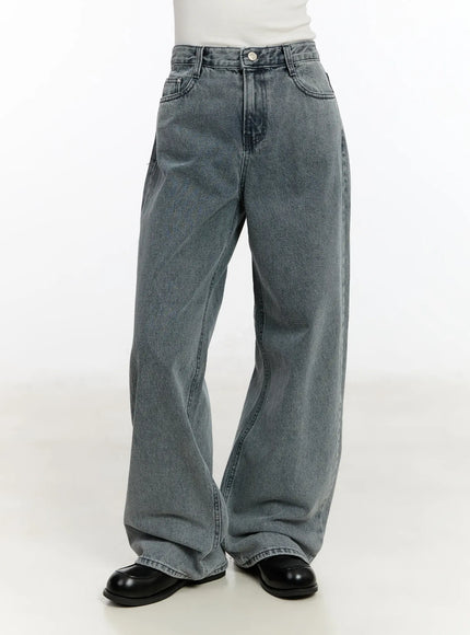 Ysabelle Gray Washed Wide Leg Jeans CM510