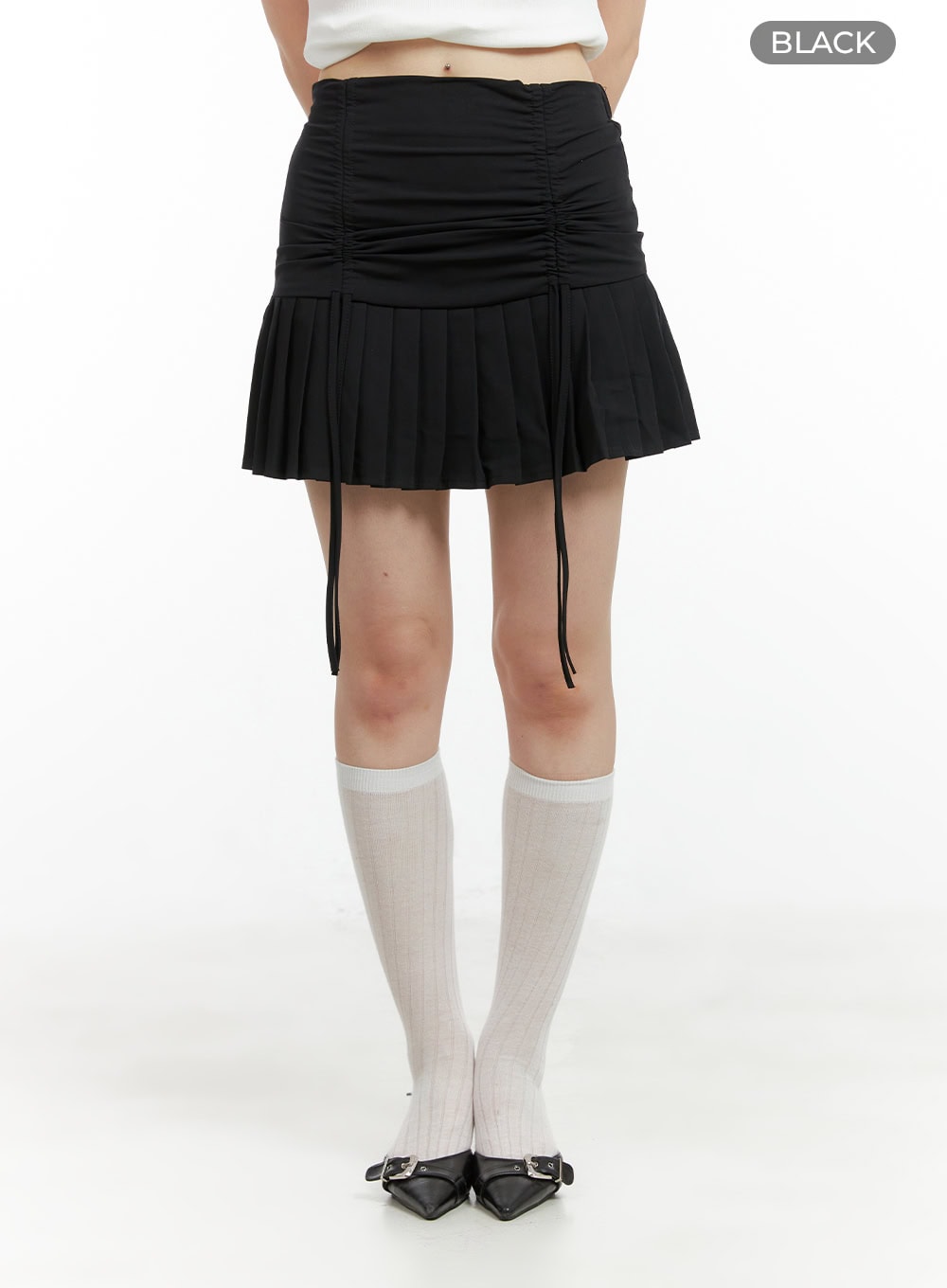 shirred-pleated-mini-skirt-cl422