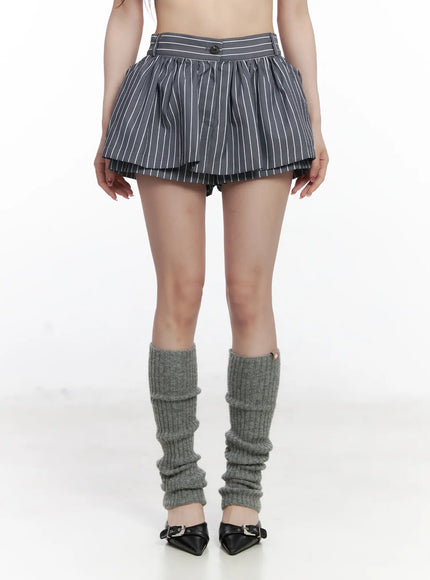 Striped Pleated Mini Skirt CJ526
