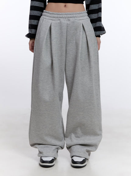 Cozy Pintuck Wide-Leg Sweatpants CJ509