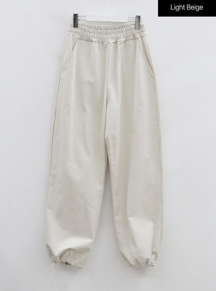 Ankle String Elastic Wide Pants OO28