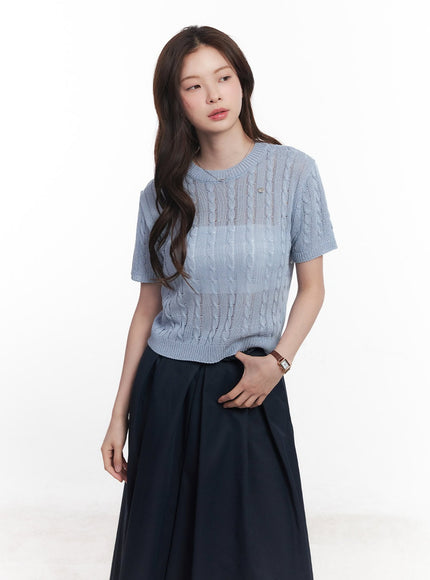 cable-knit-short-sleeve-sweater-cy515