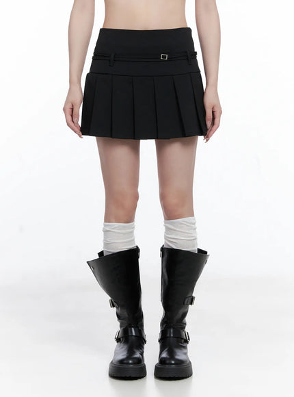 Pleated Mini Skirt with Belt Detail CG529