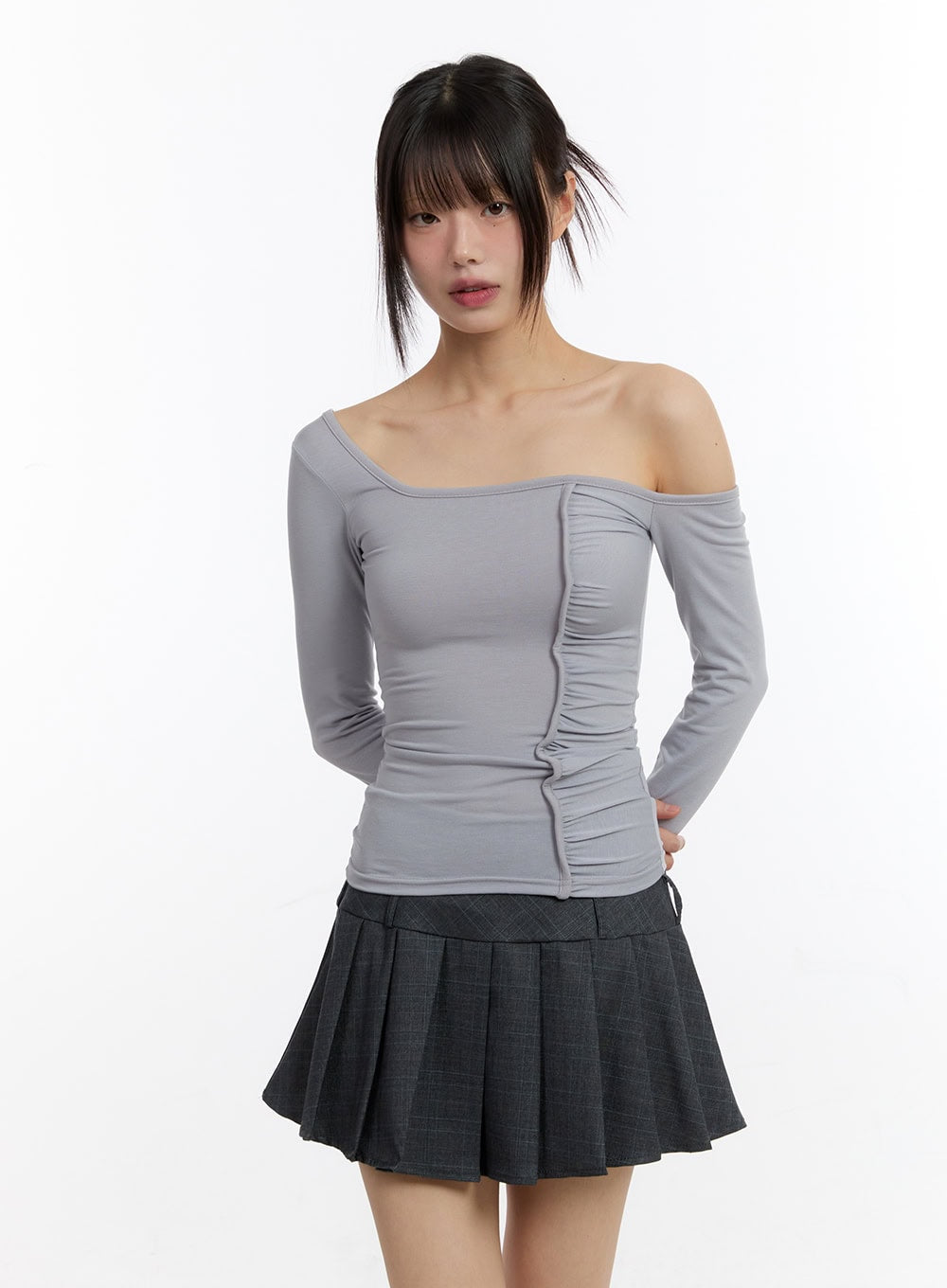 shirred-one-shoulder-long-sleeve-top-ca508