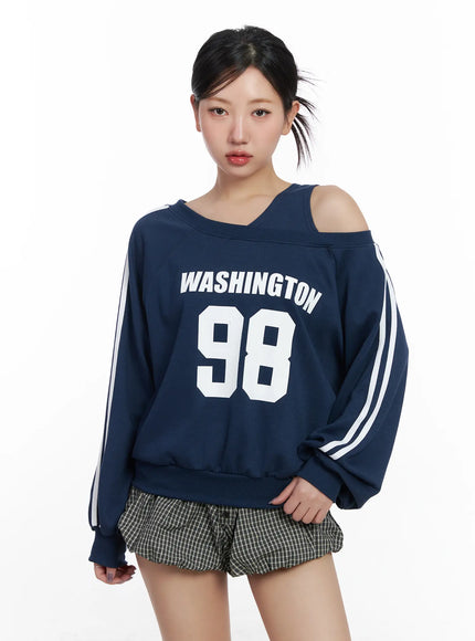 Off-Shoulder Graphic Sweatshirt CF503