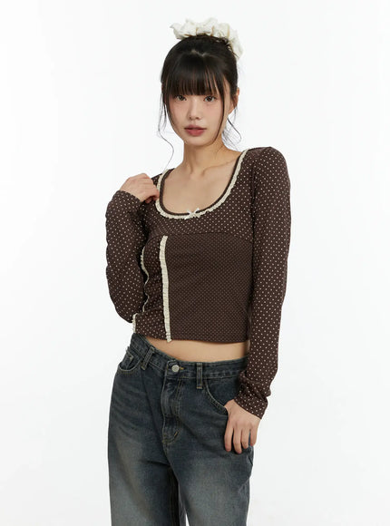 u-neck-polka-dot-lace-long-sleeve-top-cf509