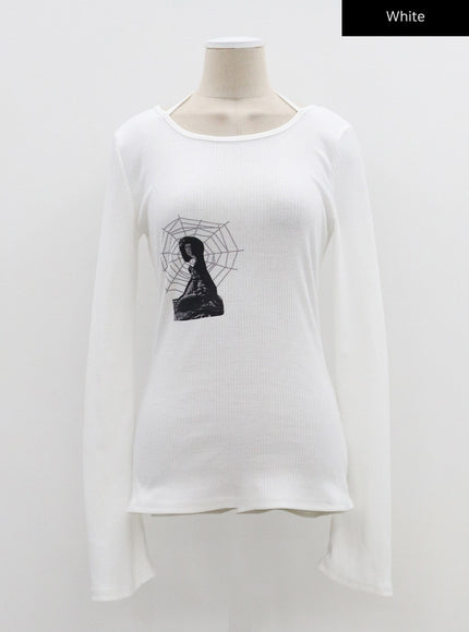 Graphic Ribbed Knit Top CF309