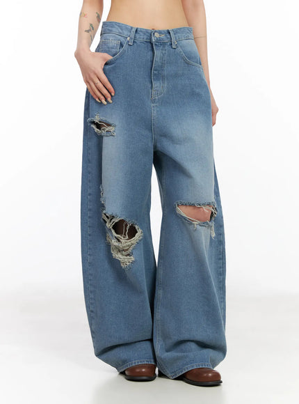 Lylah Ripped Wide Leg Jeans CM517