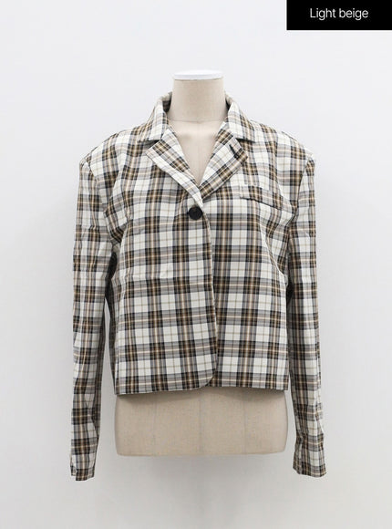 Check Pattern Crop Blazer OF310