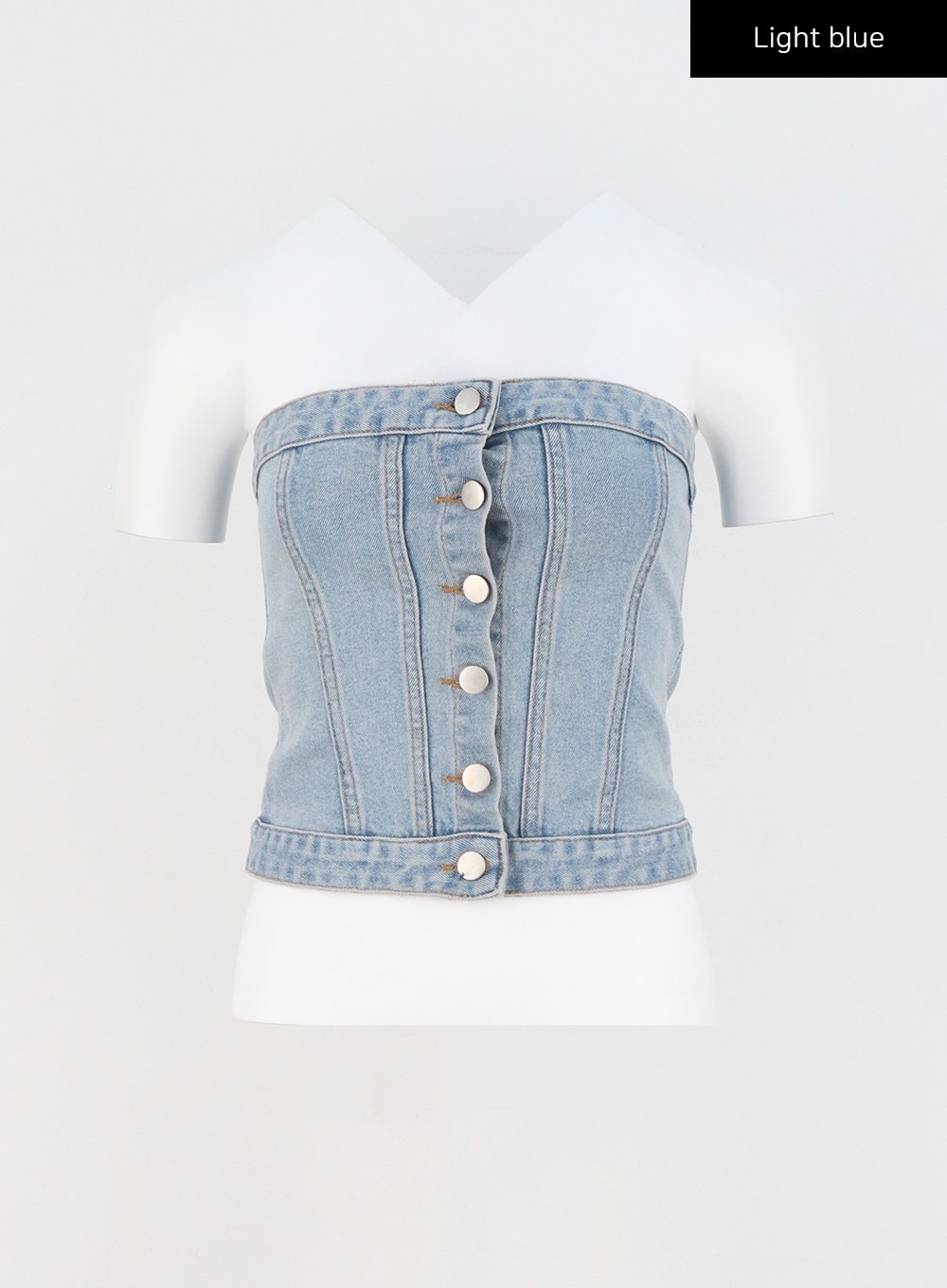 denim-button-tube-top-cy323