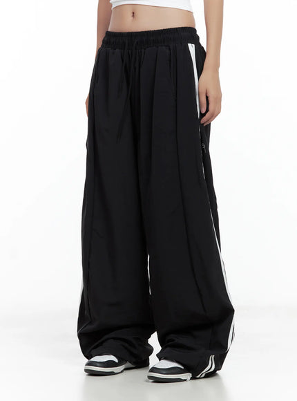 striped-wide-leg-nylon-track-pants-cl509