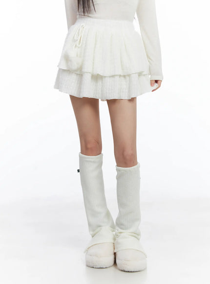 Pom-Pom Ribbon Tiered Mini Skirt CD526