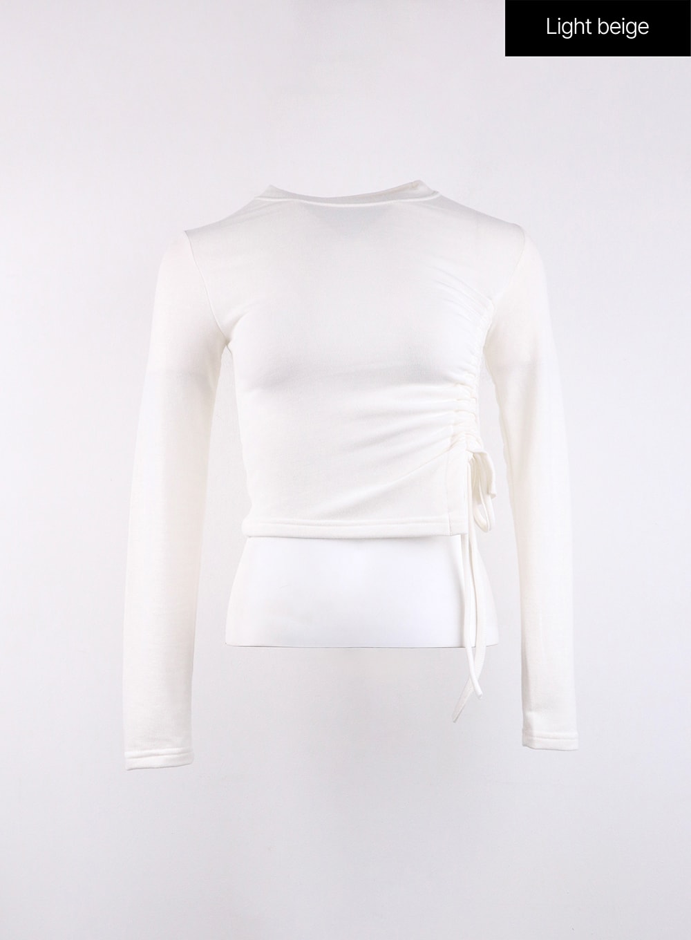 drawstring-long-sleeve-round-neck-tee-cj419