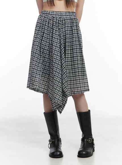 plaid-asymmetrical-midi-skirt-cm524
