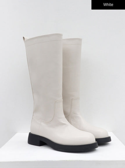 Basic Round Toe Wide Long Boots OS19