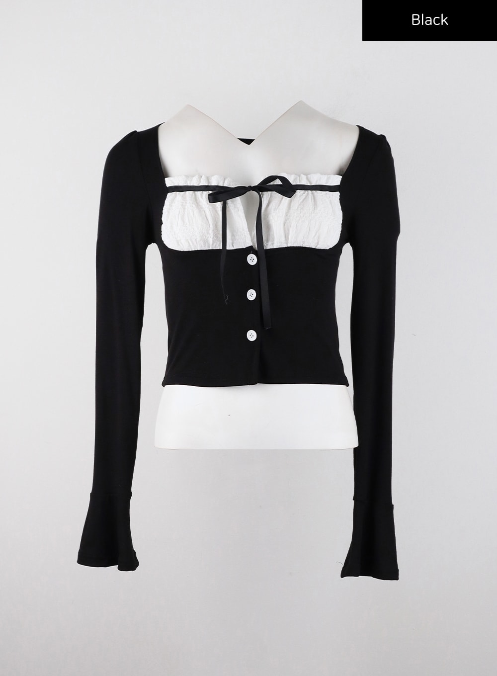 square-neck-bowknot-long-sleeve-crop-top-cd322