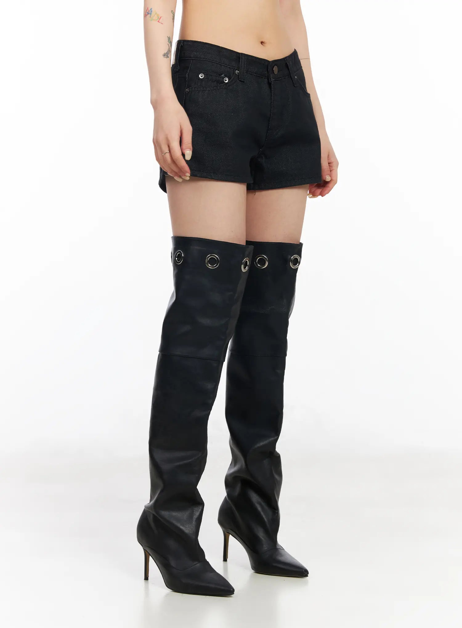 Low Waist Dark Wash Denim Shorts CM517