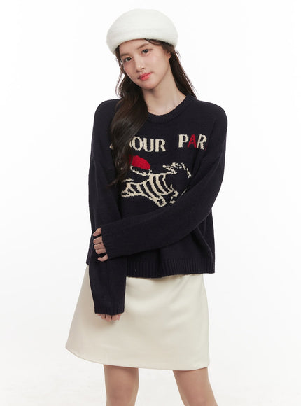 Paris Puppy Graphic Sweater CJ515