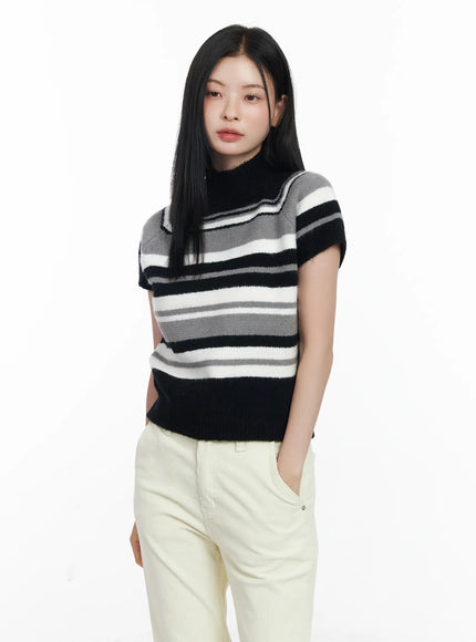 striped-turtleneck-short-sleeve-knit-top-cj520