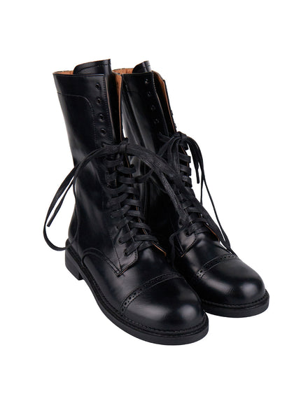 Laced Faux-Leather Midi Boots CJ523