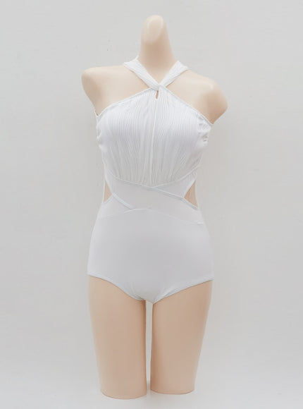 Halterneck Slit One Piece Swimsuit IJ13