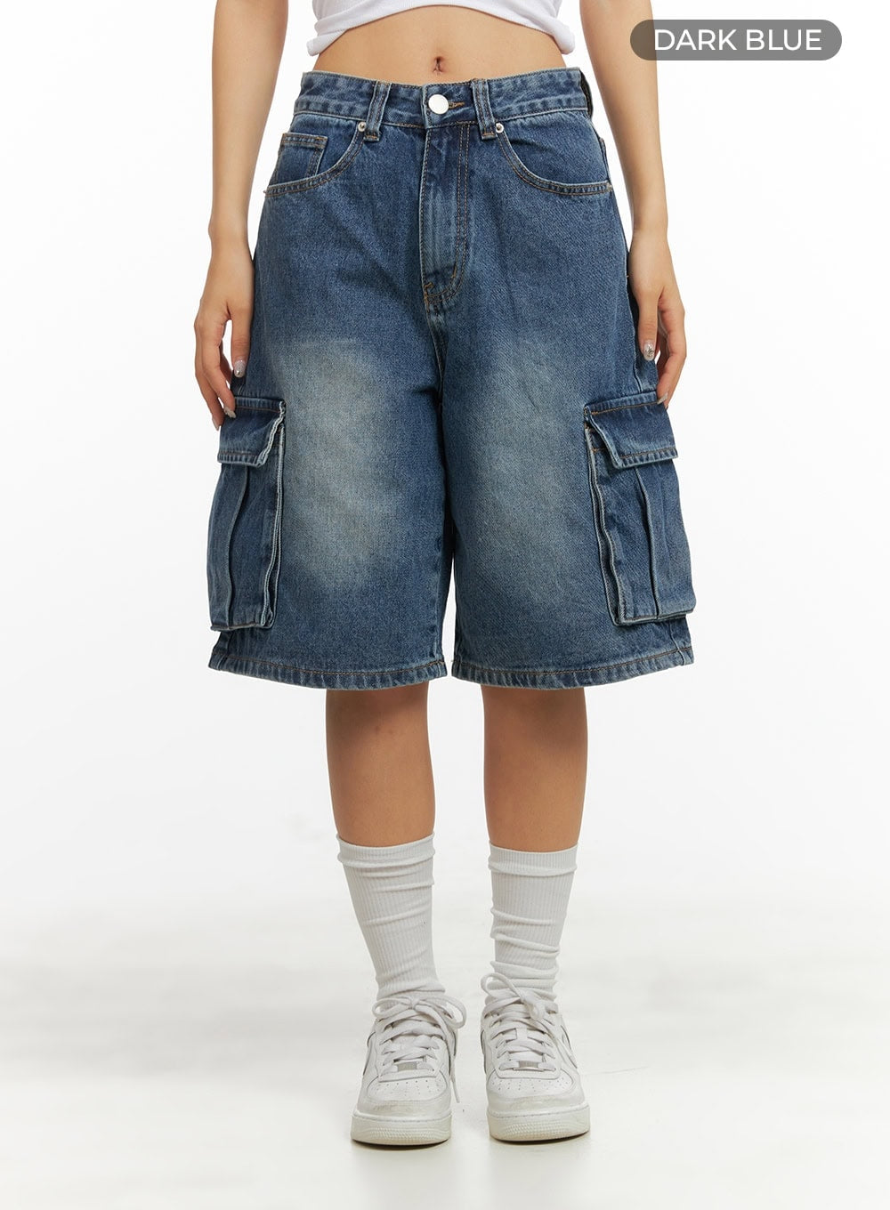 Washed Denim Cargo Jorts CY420 - Acubi style | LEWKIN – LEWKIN