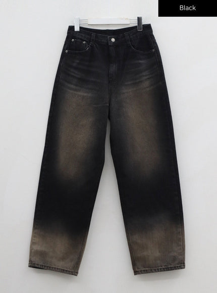 Vintage-Waschung Jeans mit weitem Bein CD09