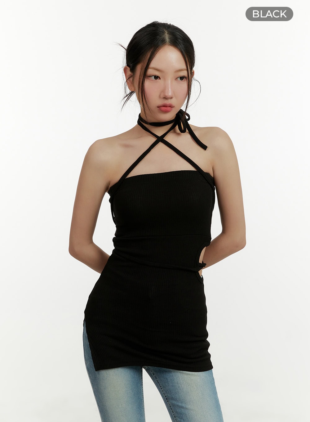 halter-side-cut-mini-dress-cy409