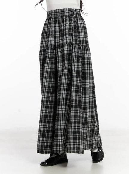 plaid-frill-maxi-skirt-cn527