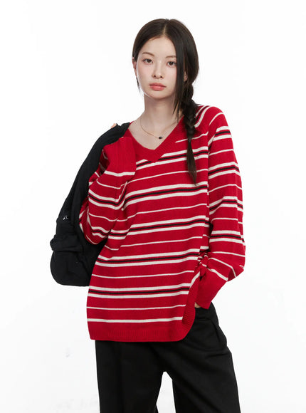 oversized-v-neck-striped-knit-sweater-co503