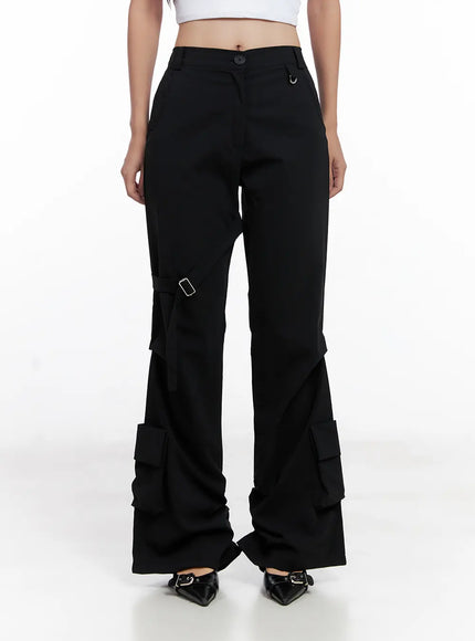 Utility Buckle Flare Pants CL518