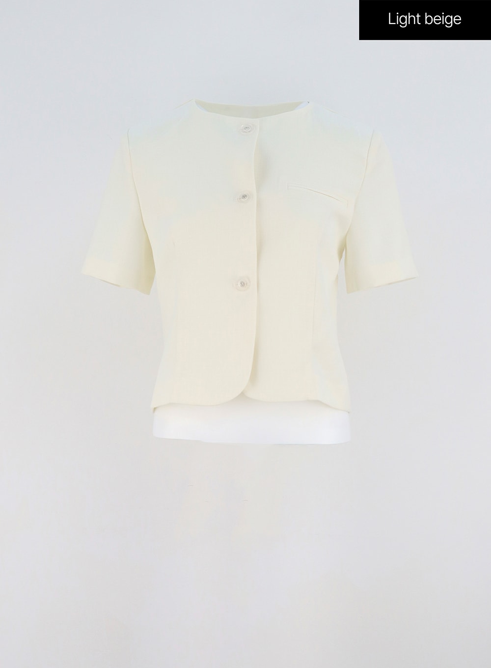 Cropped Short Sleeve Jacket (Beige)