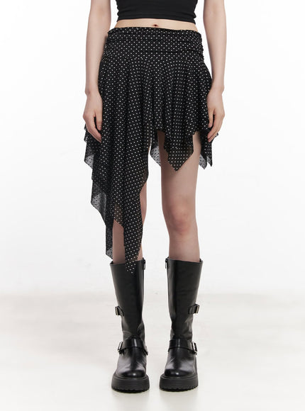 polka-dot-asymmetric-ruffle-mini-skirt-cy520