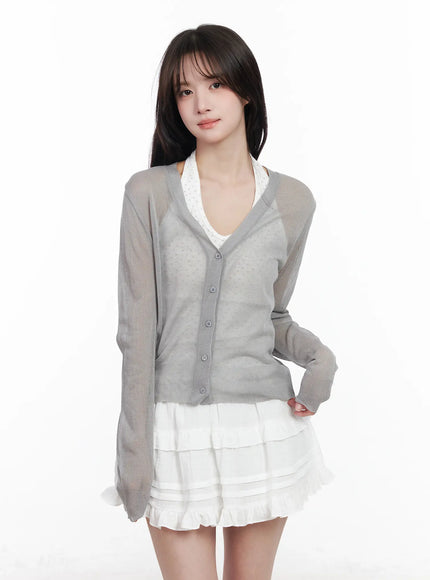 Sheer Button Up Cardigan CM527