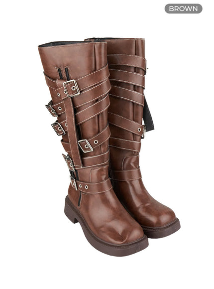 buckle-strap-faux-leather-long-boots-cg401