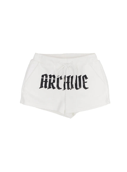 Graphic Print High-Waist Shorts CA508