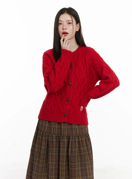 Oversized Chunky Cable Knit Cardigan CJ506