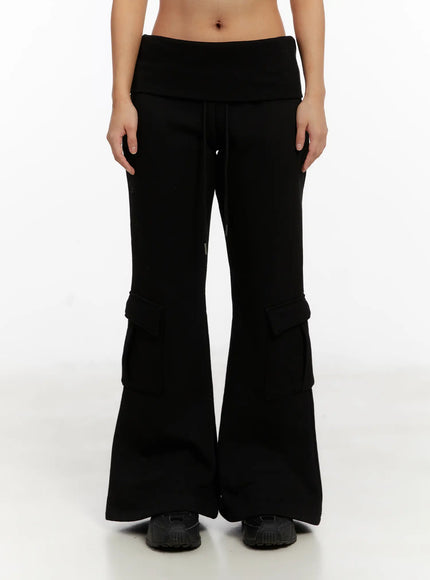 High Waist Cargo Bootcut Pants CD517
