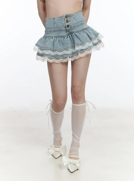 lace-trim-ruffle-denim-mini-skirt-ca501