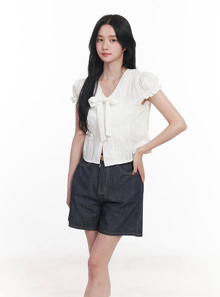 tie-puff-sleeve-crop-blouse-top-cy526