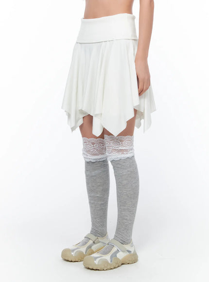 Flowy Handkerchief Hem Mini Skirt CA514