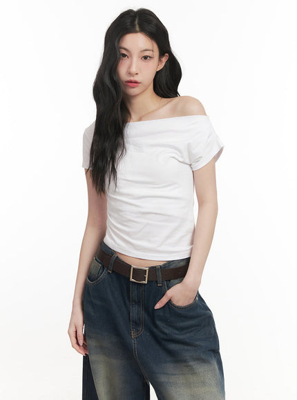 one-shoulder-shirring-crop-top-cf513