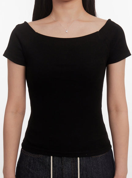 essential-boat-neck-cotton-top-ia524 / Black