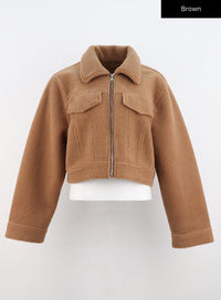 pocket-faux-fur-jacket-cn320 / Brown