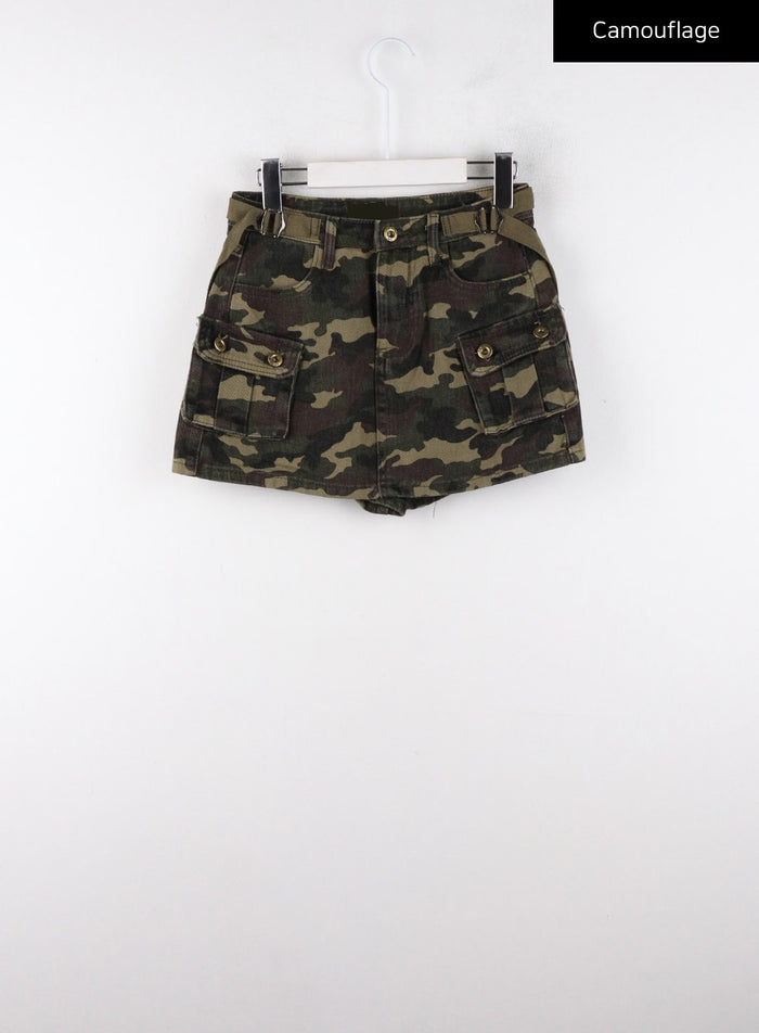 cargo-belted-mini-skirt-cd321 / Camouflage