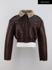 double-sided-crop-jacket-cn328 / Dark brown