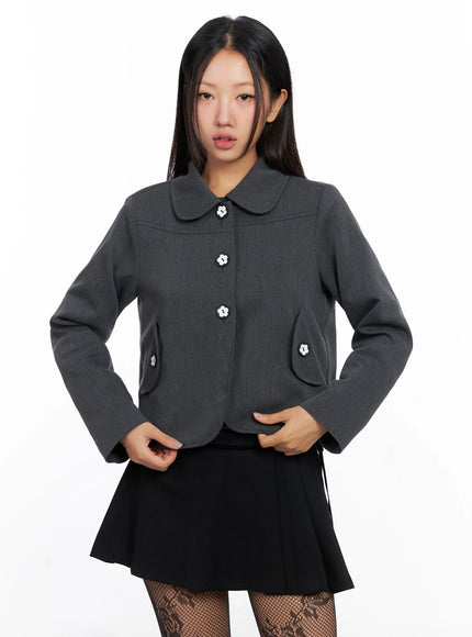 Button-Up Cropped Jacket CO515
