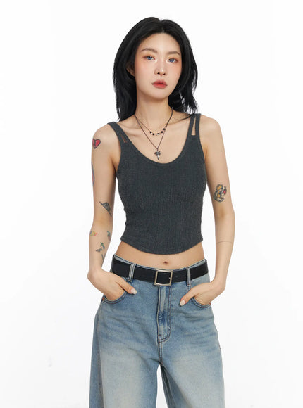 angora-blend-sleeveless-top-cj523 / Dark gray